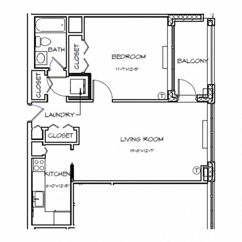 a floor plan of a small house with a bedroom and a living room